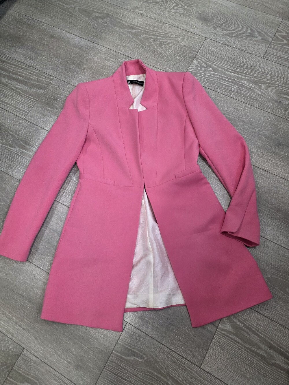 Zara Pink Longline Tailored Blazer Coat